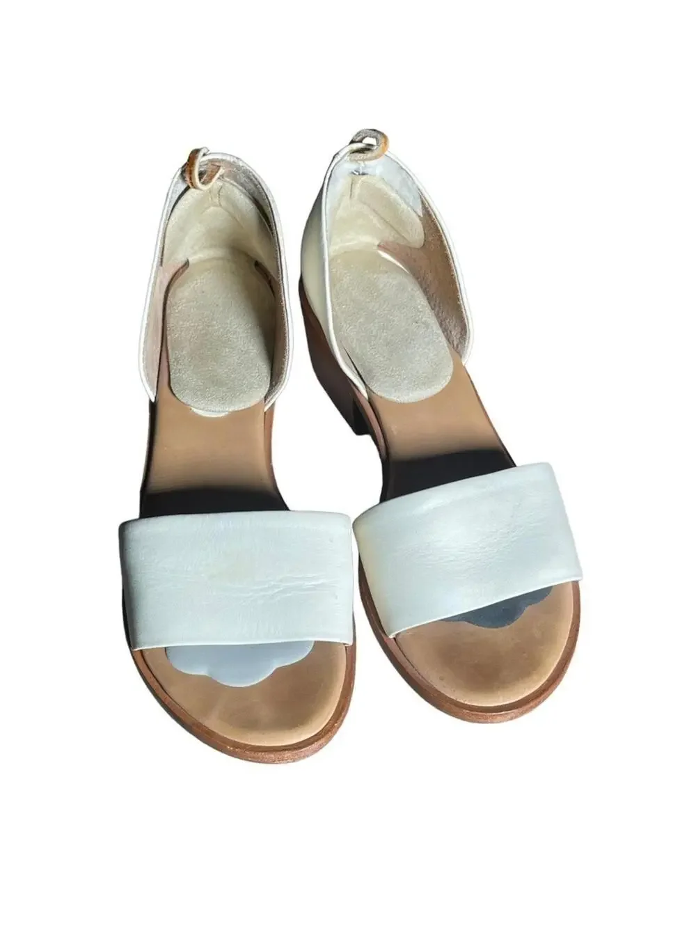 Steven Alan White Leather Wander D’Orsay Sandals Block Heel Size 8